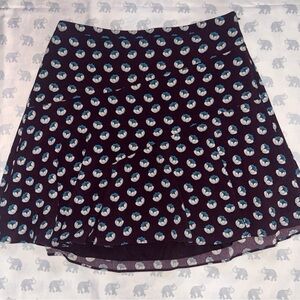 LOFT Black and Blue Polka Dot Mini Skirt